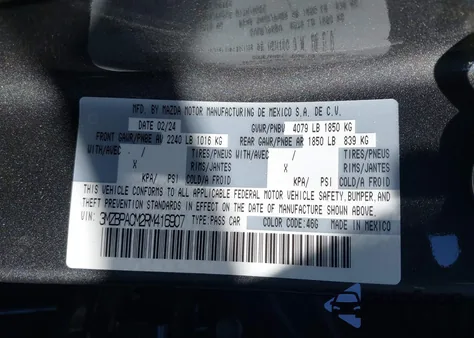 2024 Mazda Mazda3 2.5 S Preferred from USA, damaged, VIN 3MZBPACM2RM416907